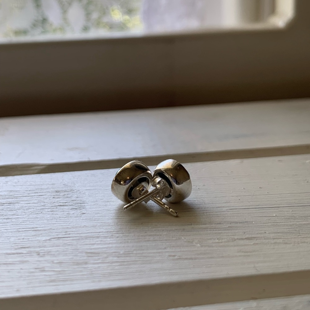 Turquoise and silver stud earrings - Picture 1 of 2